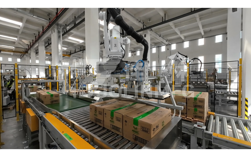 瓦楞紙箱產品用自動碼垛裹膜包裝模塊