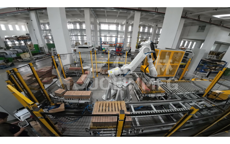 瓦楞紙箱產(chǎn)品用自動(dòng)碼垛裹膜包裝模塊