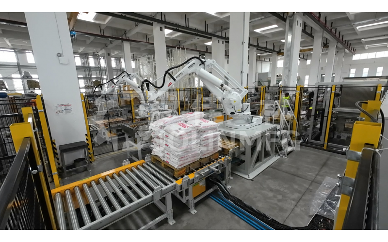 編織袋類產(chǎn)品用自動碼垛裹膜生產(chǎn)線